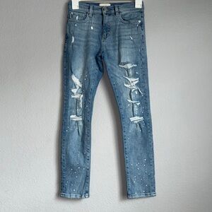 DL1961 Zane Skinny Kids Distressed Blue Jeans Adjustable Waistband Size 10
